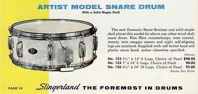 1960s Slingerland Artist model snare drum Not So Modern Drummer